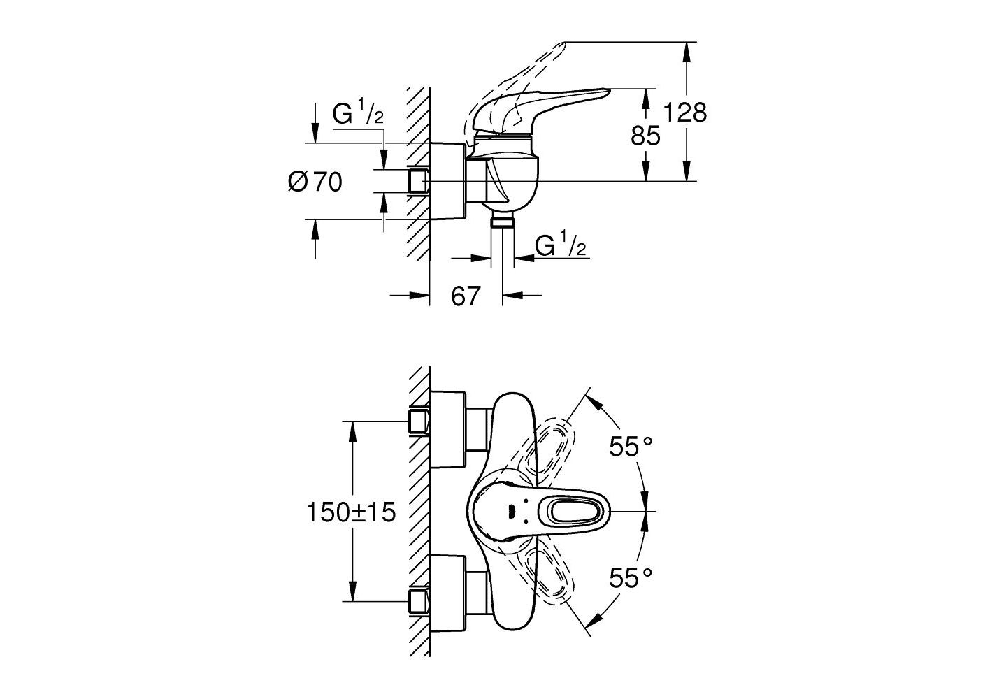 Приобрести смеситель для душа grohe eurostyle 33590ls3, белая луна