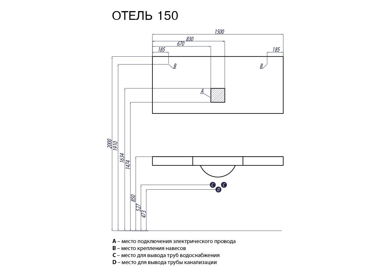 Приобрести зеркало акватон отель 150 см 1a107502ot010