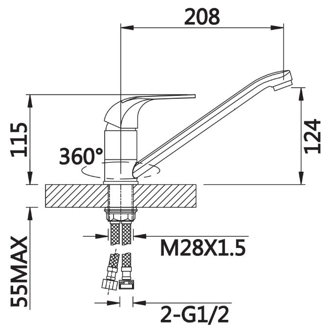 Приобрести смеситель для кухни vieir olimp 124 мм, хром v033522