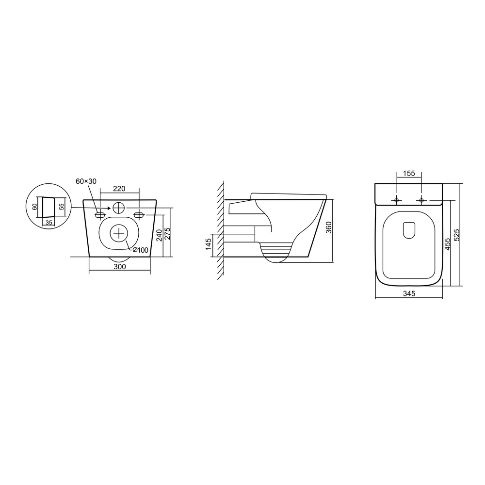 Приобрести triton подвесной унитаз verso 3032, безободковый с тонким сиденьем, микролифт