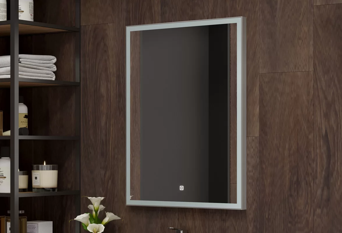 Приобрести continent зеркало с подсветкой frame silver 60х80 см, серое