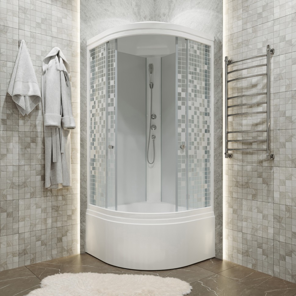 Приобрести тритон душевая кабина стандарт б дн4 аква мозайка 90х90 см, белая с узором щ0000027241