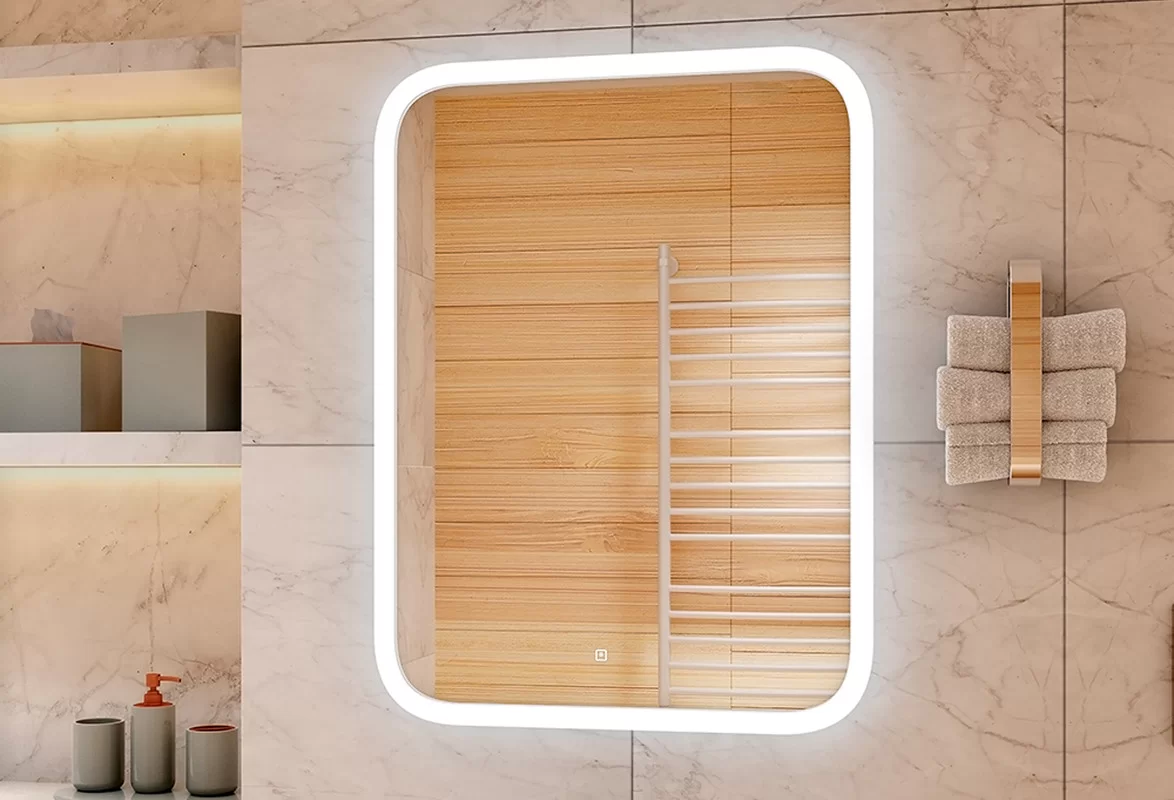 Приобрести continent зеркало с подсветкой glamour 60х80 см, белое