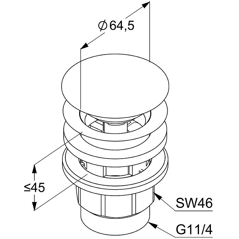 Приобрести донный клапан push-open, черный матовый, арт. 1042639-00