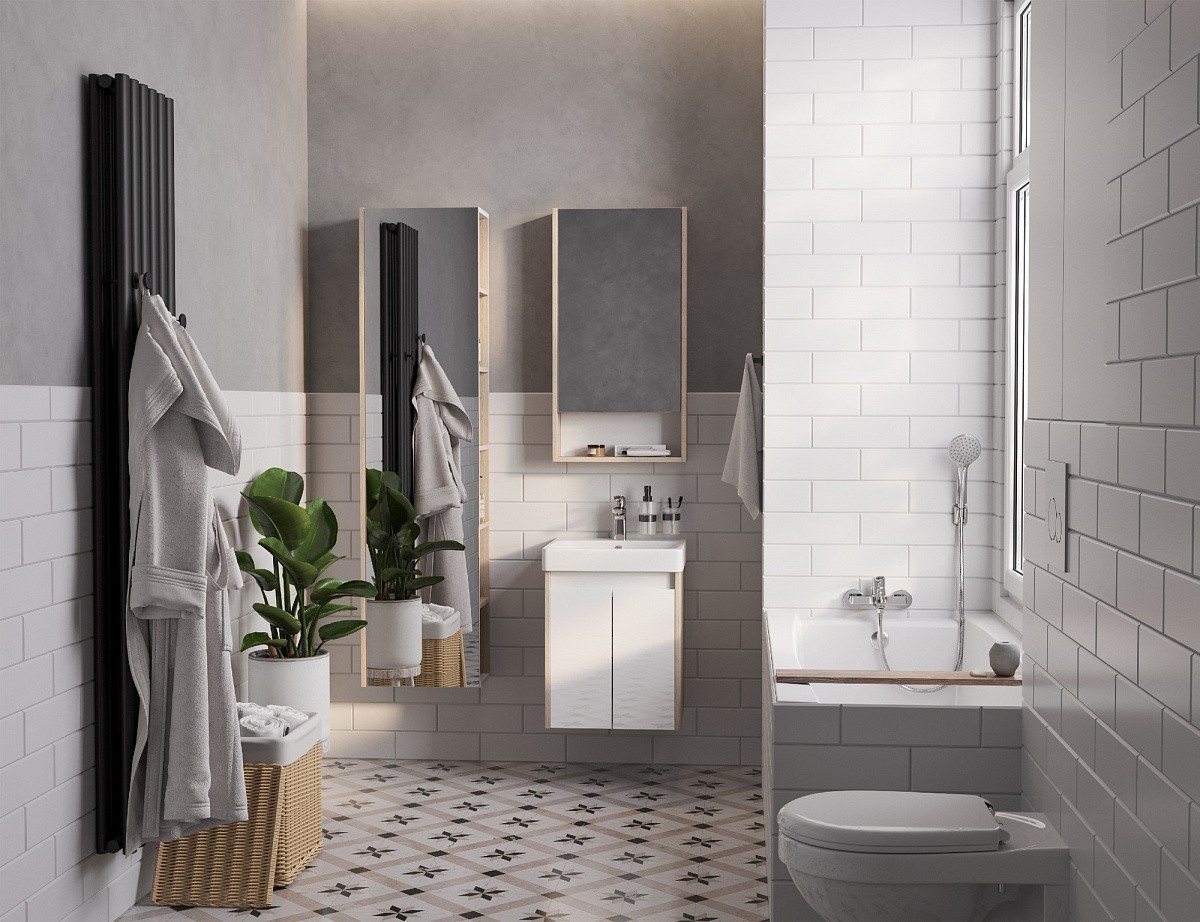 Приобрести акватон тумба c раковиной сканди 45 doors универсальная, белый/дуб верона