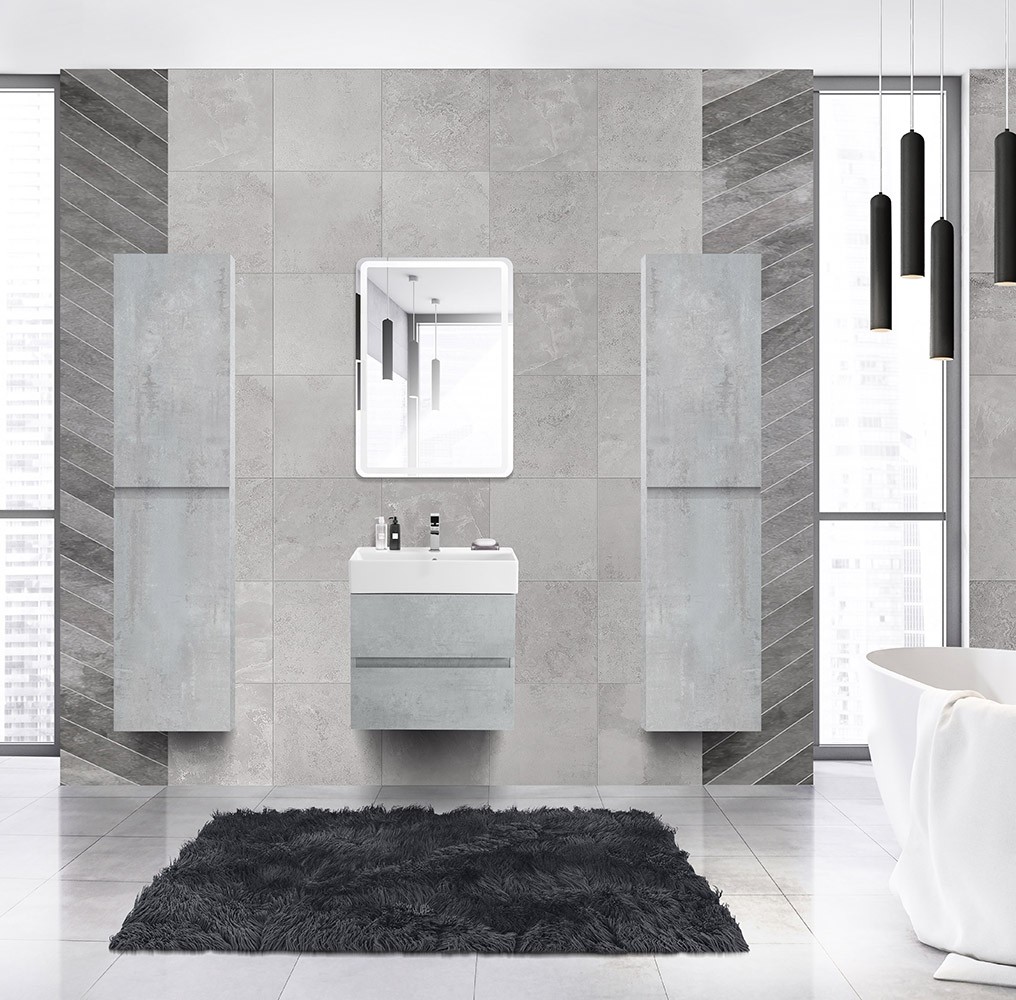 Приобрести cezares тумба подвесная с раковиной molveno 46 60 см beton, бетон molveno 46-60-2c-so-bet