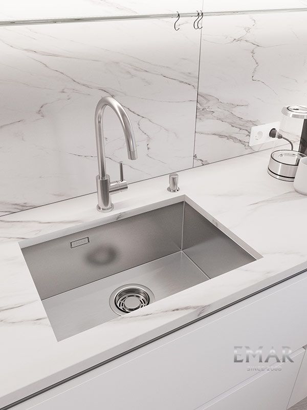 Приобрести emar кухонная мойка 59х42 см, сатин emb-132 pvd nano satine