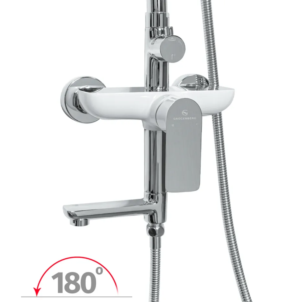 Приобрести grocenberg душевая система, белая\хром gb7009wc