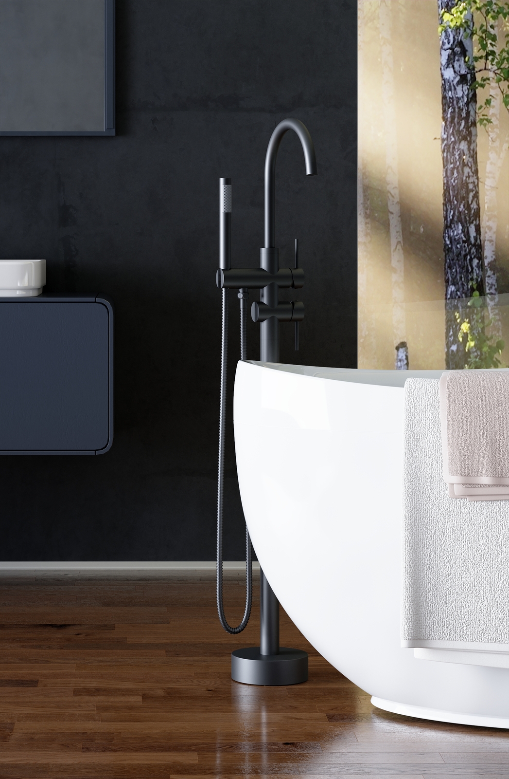 Приобрести смеситель напольный для ванны с душем timo saona 2300/03y-cr черный