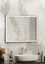 Continent Зеркало с подсветкой Solid Black 90х80 см, черное