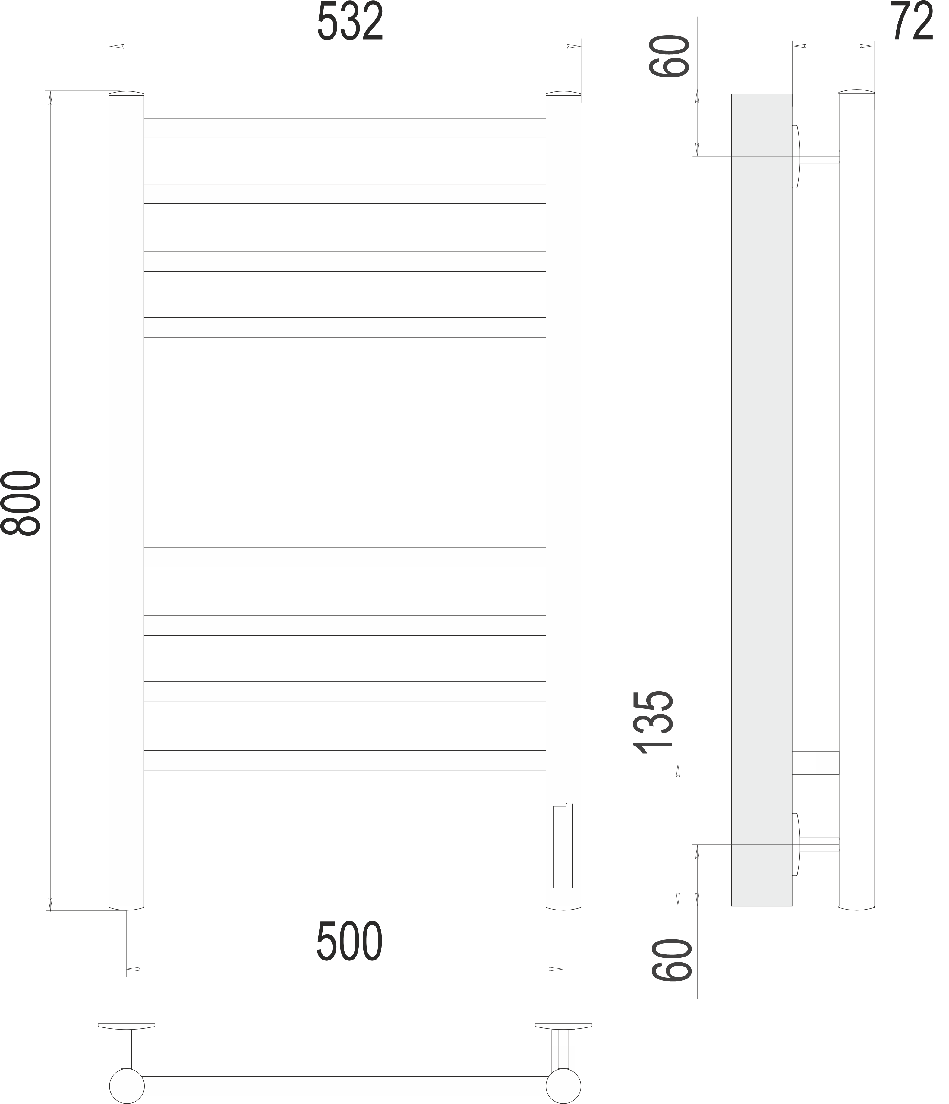 Приобрести полотенцесушитель 500х800 мм электрический terminus аврора п8, кс 9003, белый матовый 4670078527486