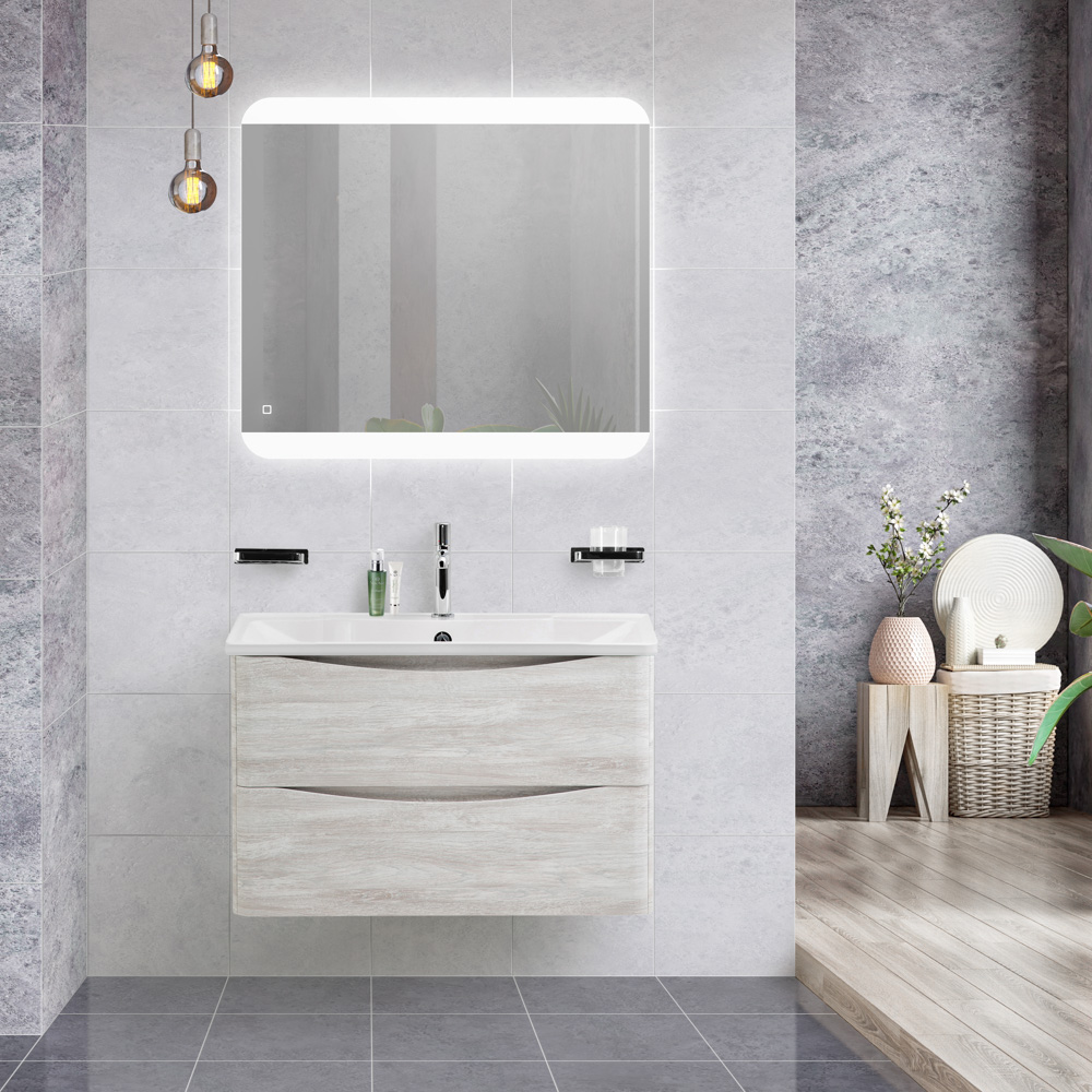 Приобрести belbagno тумба с раковиной acqua 80 см, подвесная rovere vintage bianco, белая раковина