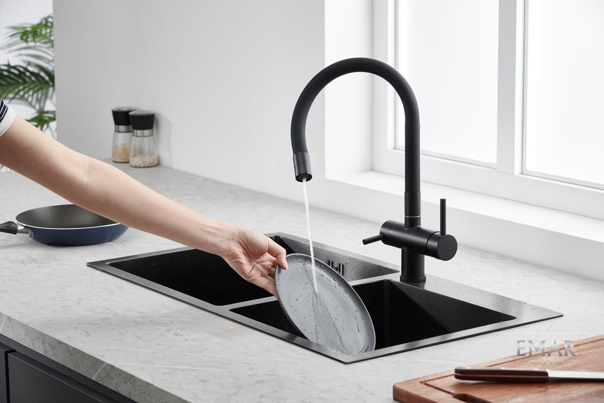 Приобрести emar смеситель для кухни, черный ес - 3015 black