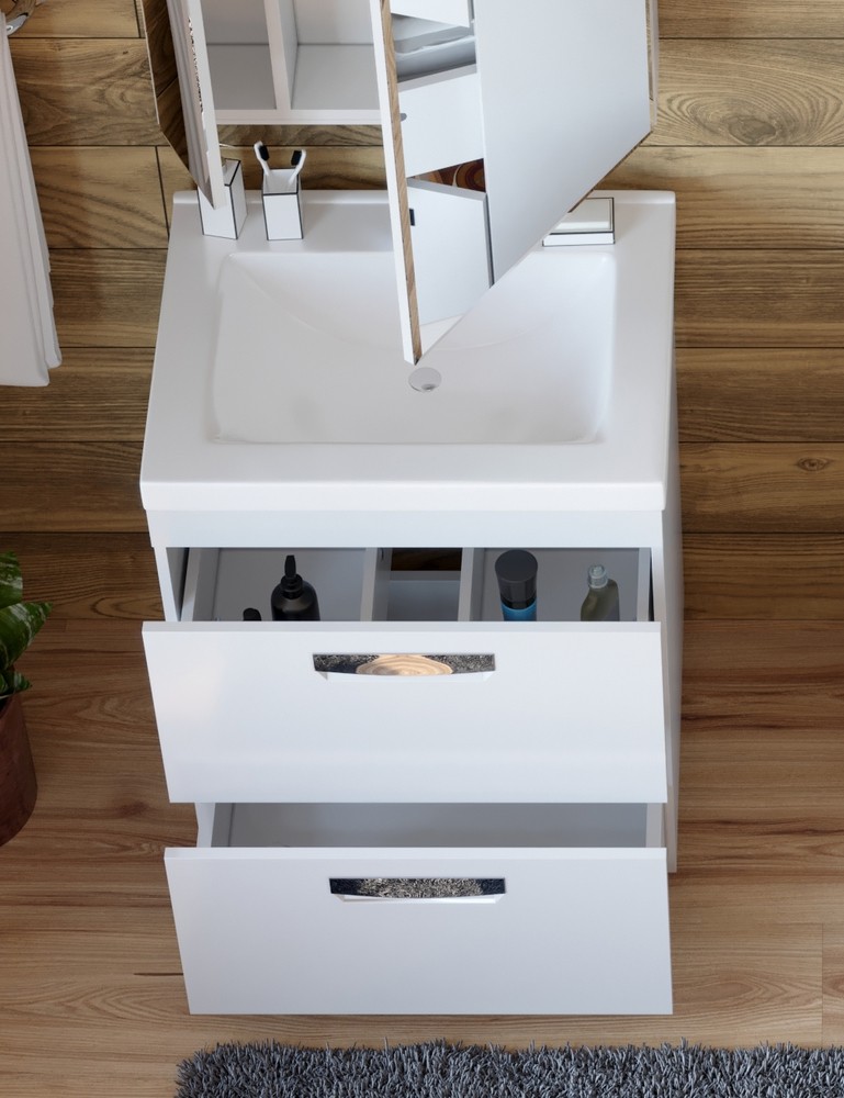 Приобрести vigo тумба с раковиной plaza 60см, 2 ящика, напольная, белая tn.pla.fos.60.2y