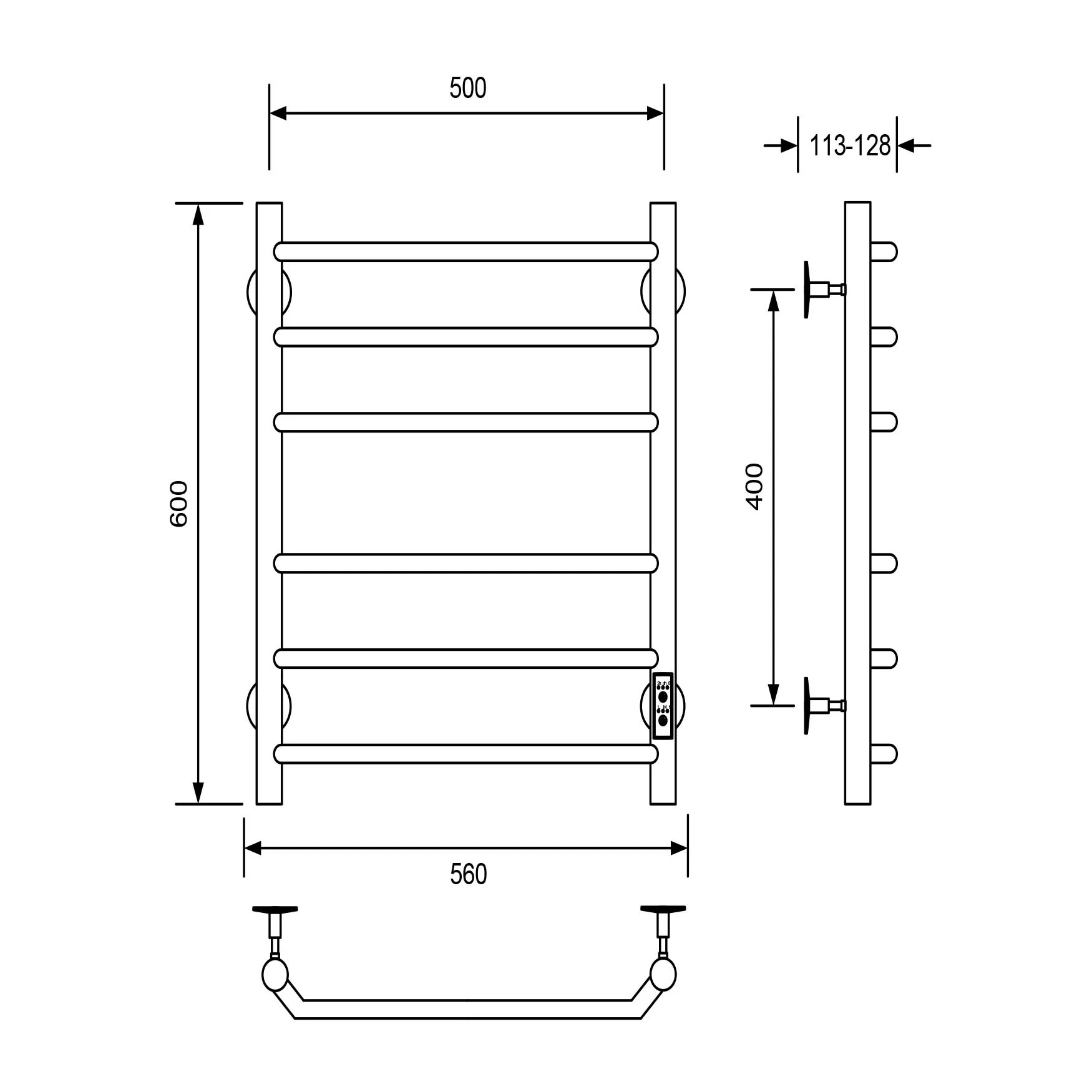 Приобрести veconi полотенцесушитель электрический cantu-a 50х60 см, черный c6050b-a