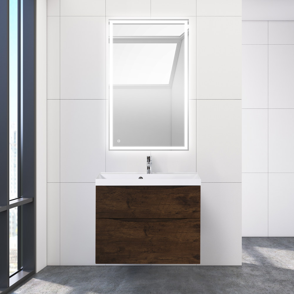 Приобрести belbagno тумба с раковиной marino-h60 80 см, подвесная rovere moro, белая раковина