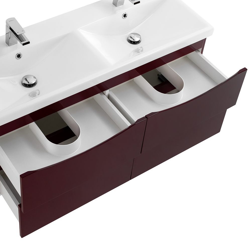 Приобрести belbagno тумба с раковиной marino-cer 120 см, подвесная с ящиками bordo lucido, белая раковина