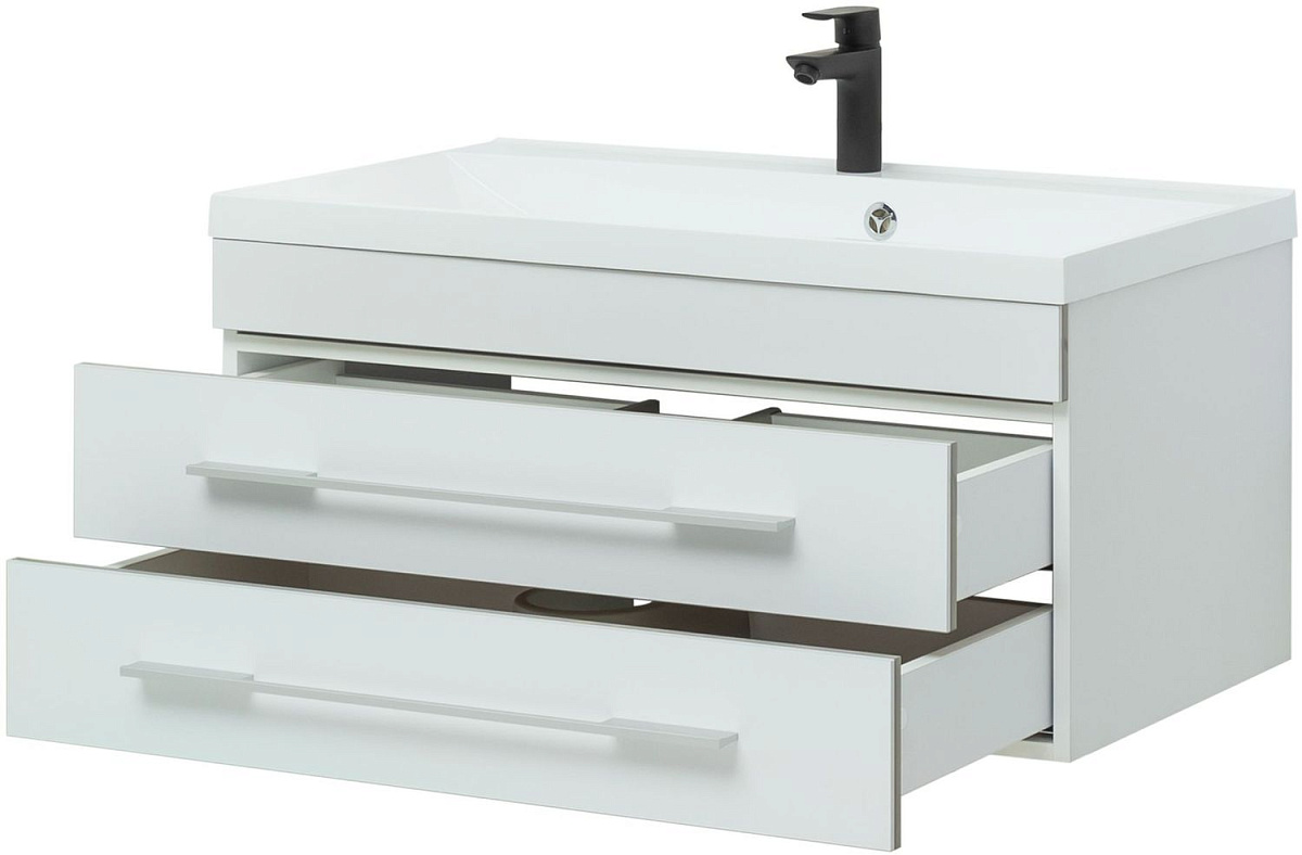 Приобрести aquanet тумба с раковиной верона 90 см, белая (подвесная 2 ящика)