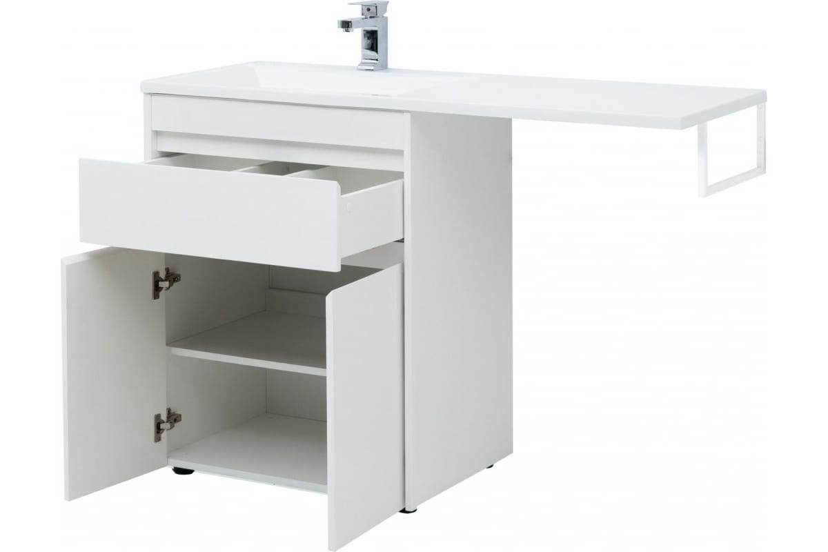 Приобрести aquanet тумба с раковиной токио 68 см, белая (напольная, 1 ящик, 2 дверцы)