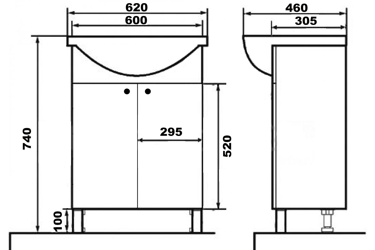 Приобрести loranto тумба напольная с раковиной моника new 60х84 см, белая cs00076240