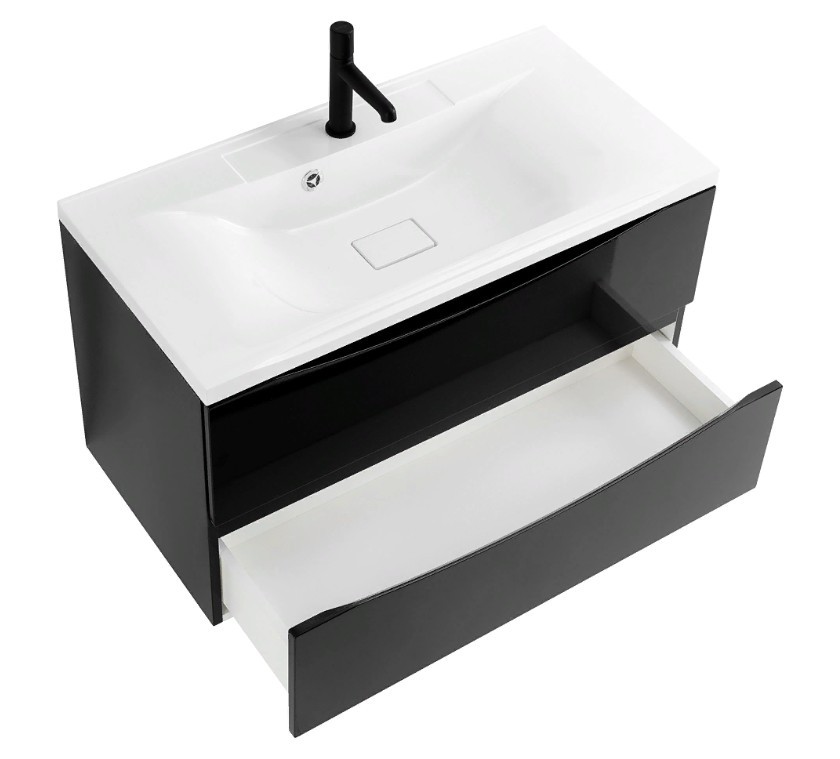 Приобрести тумба подвесная с раковиной belbagno marino-1000-2c-so-nl-p 100 см, nero lucido