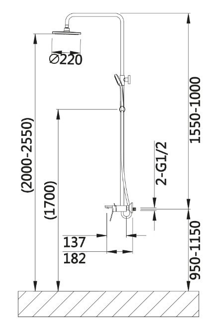 Приобрести душевая система vieir faul 1550 мм, хром v053562