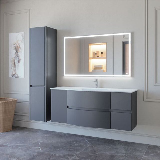 Приобрести caprigo тумба с раковиной integra 130 см, правая, графит, эмаль