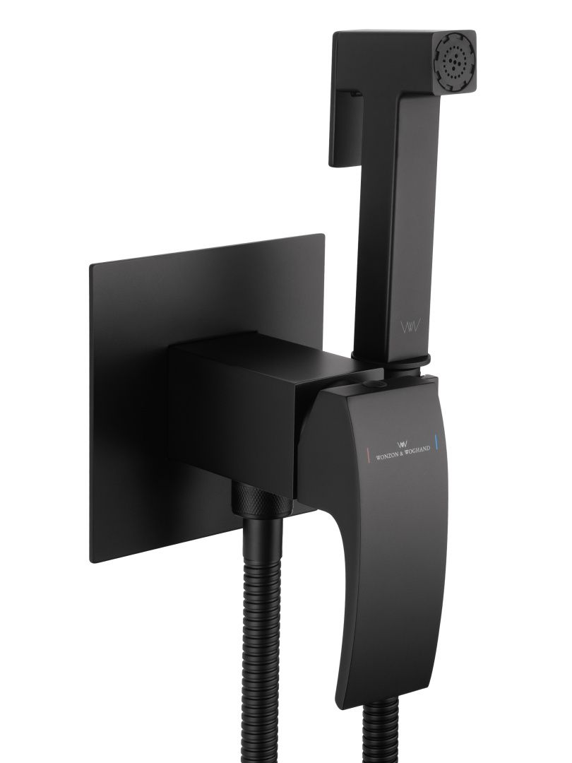 Приобрести смеситель с гигиеническим душем встраиваемый wonzon & woghand fit, черный матовый (ww- 88829009-mb)