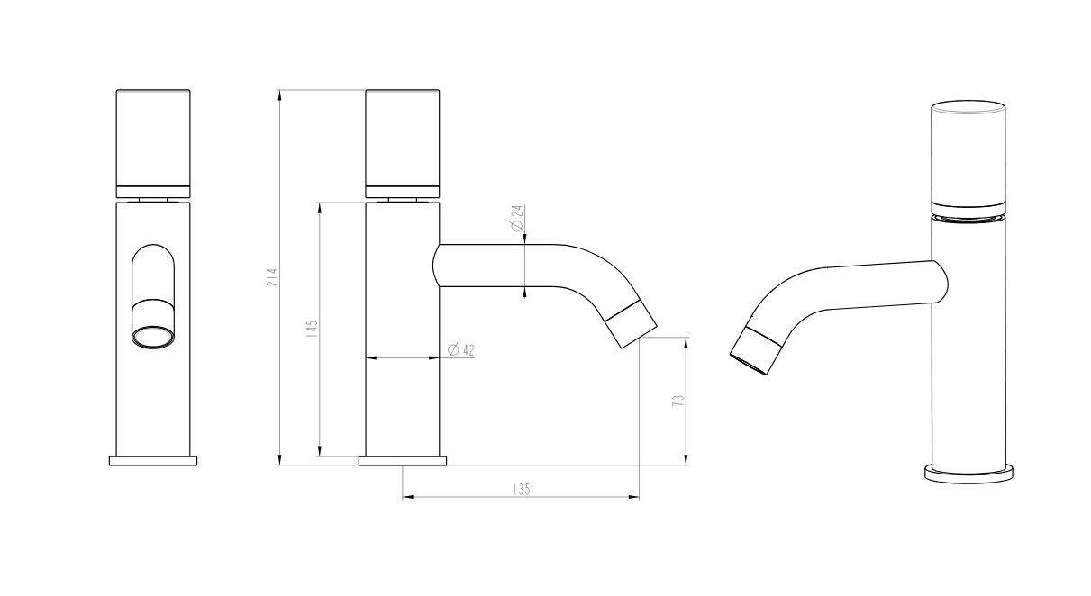 Приобрести boheme смеситель для раковины stick, оружейная сталь 121-gm