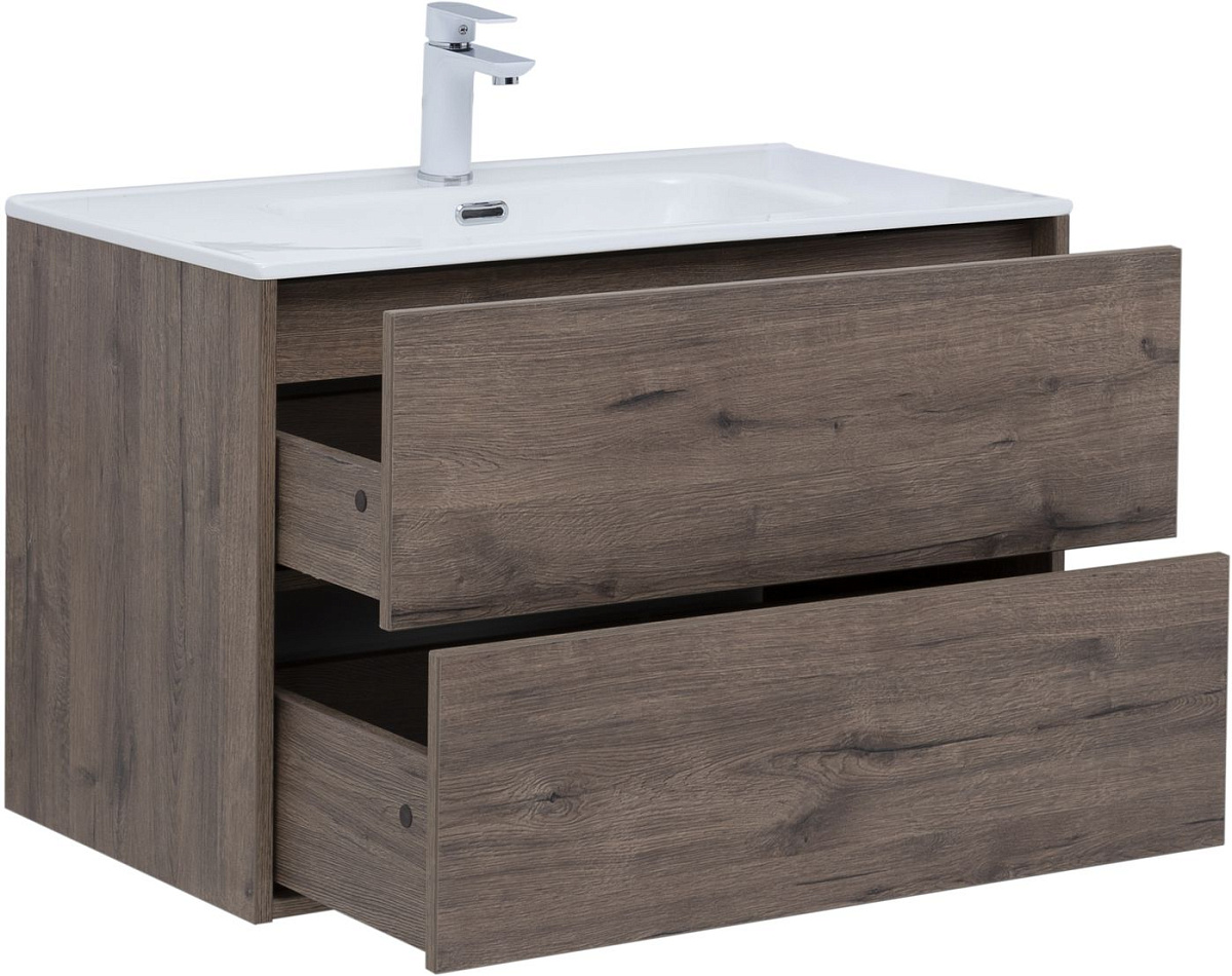 Приобрести aquanet тумба с раковиной lino 80 см, дуб веллингтон