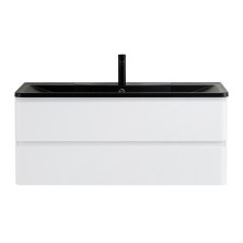 BelBagno Тумба с раковиной ALBANO 120 см, подвесная Bianco Lucido, чёрная раковина