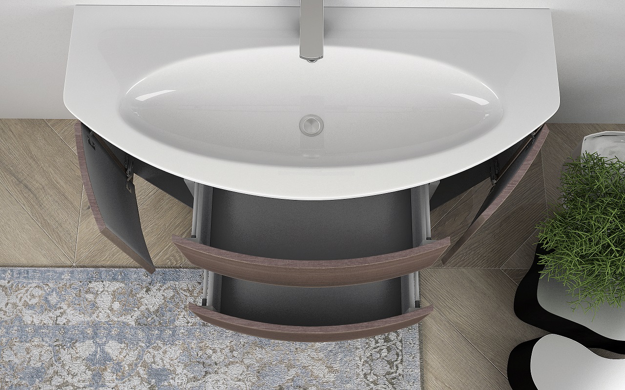 Приобрести cezares тумба подвесная с раковиной eden 121 см rovere scuro soft, стекло, коричневая 54408