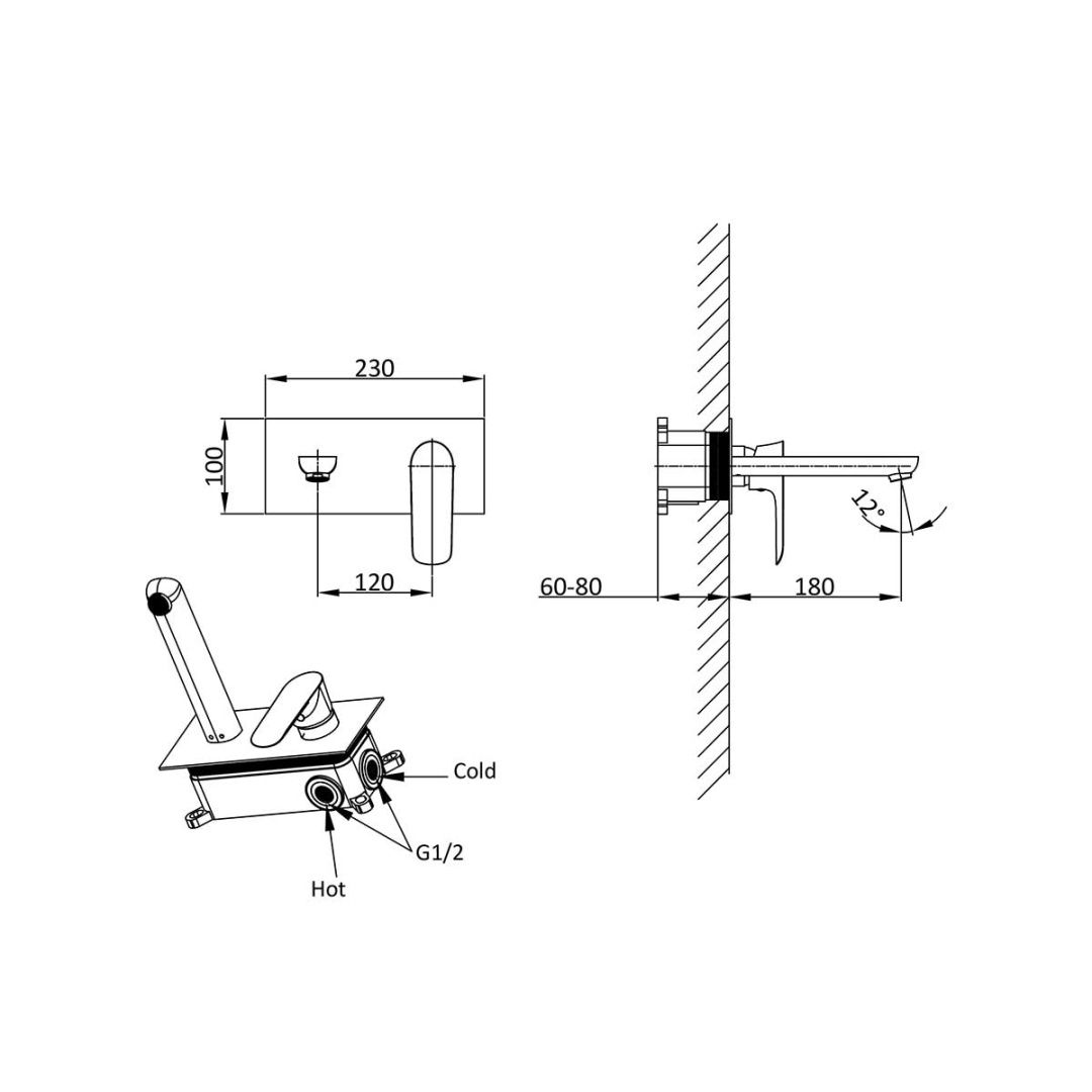 Приобрести vincea смеситель для раковины esse, настенный, хром vbfw-1e1ch