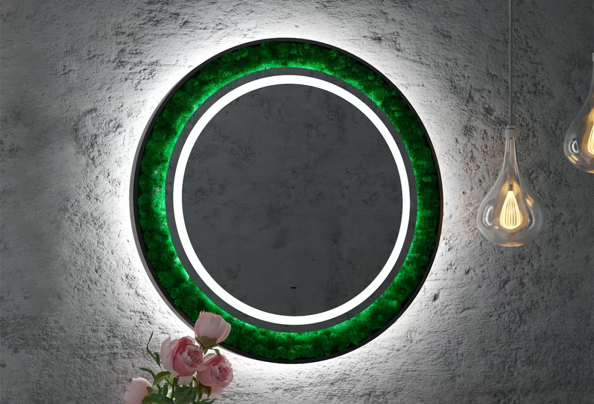 Приобрести continent зеркало с подсветкой forest 80х80 см, натуральный стабилизированный мох