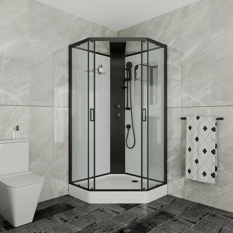Приобрести grossman душевая кабина elegans 90х90 см, пентагональная, черная матовая gr251d