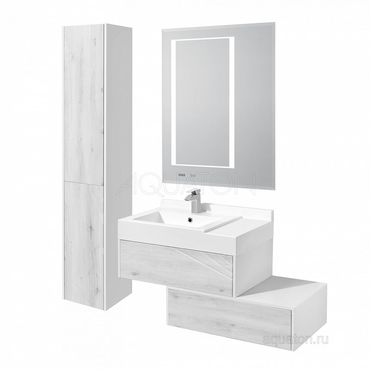 Приобрести пенал подвесной акватон сакура, левый, светлое дерево 1a219903skw8l