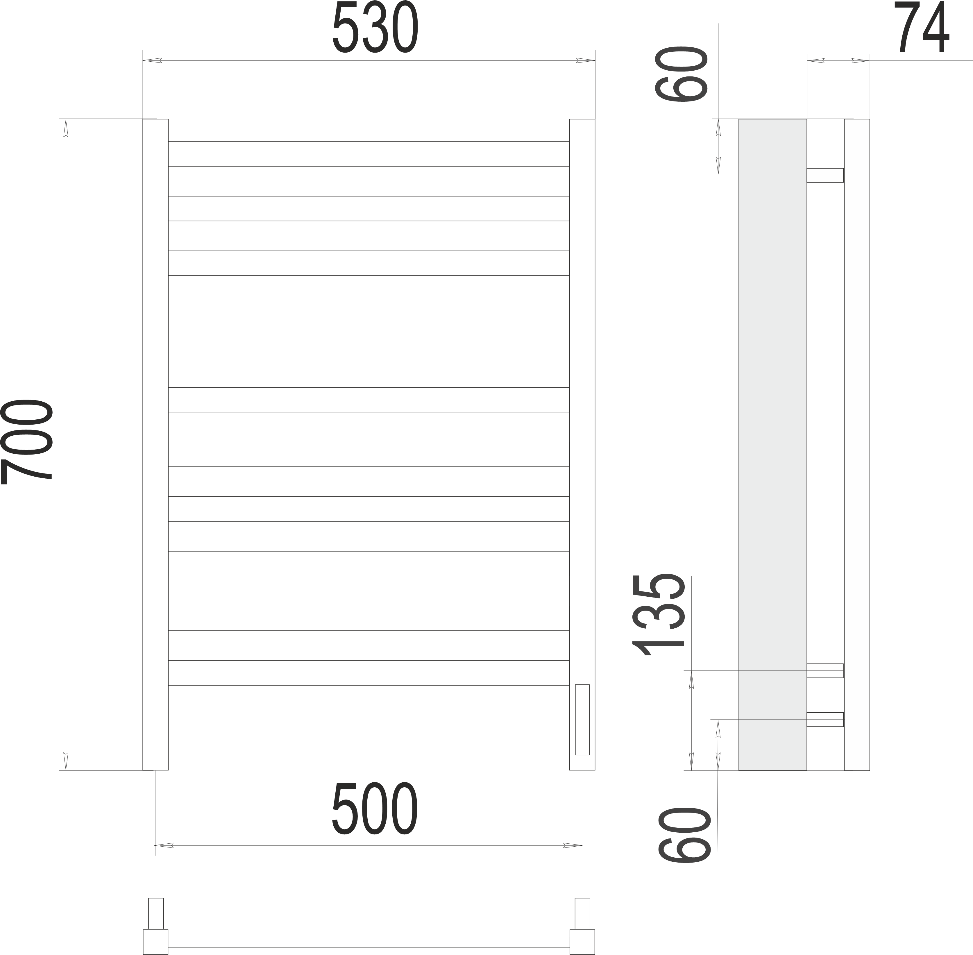 Приобрести полотенцесушитель 500х700 мм электрический terminus енисей п9 4670078526281