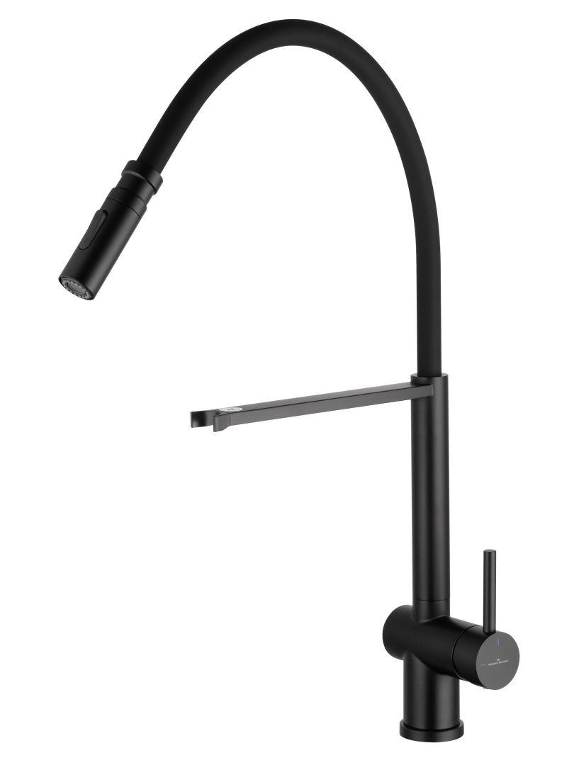 Приобрести смеситель для кухни с гибким изливом wonzon & woghand, черный матовый (ww-88438003-mb)