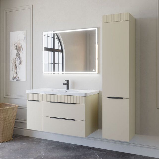 Приобрести caprigo тумба с раковиной monbar-smalty 100 см, левая, бежевая, эмаль