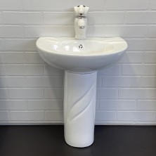 Comforty Раковина с полупьедесталом, смесителем и донным клапоном, детская 42х36 см, белая