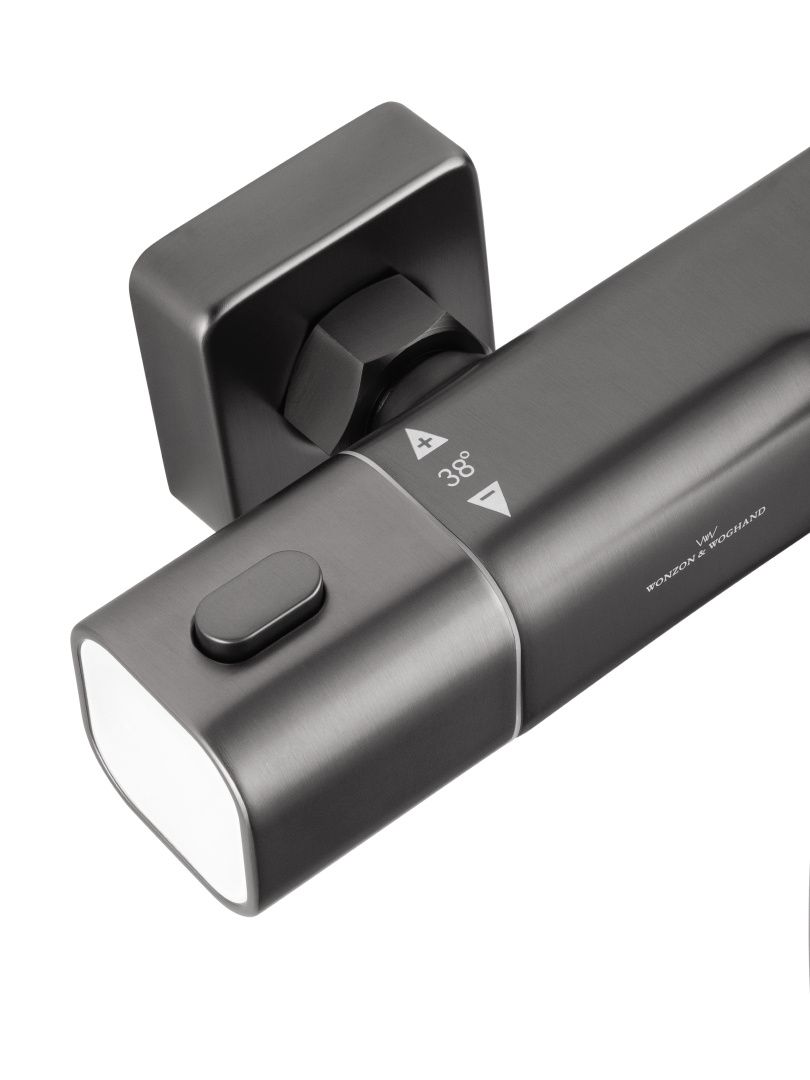 Приобрести смеситель для ванны с душевым гарнитуром и термостатом wonzon & woghand solid, темный графит (ww-c2011-a-bgg)