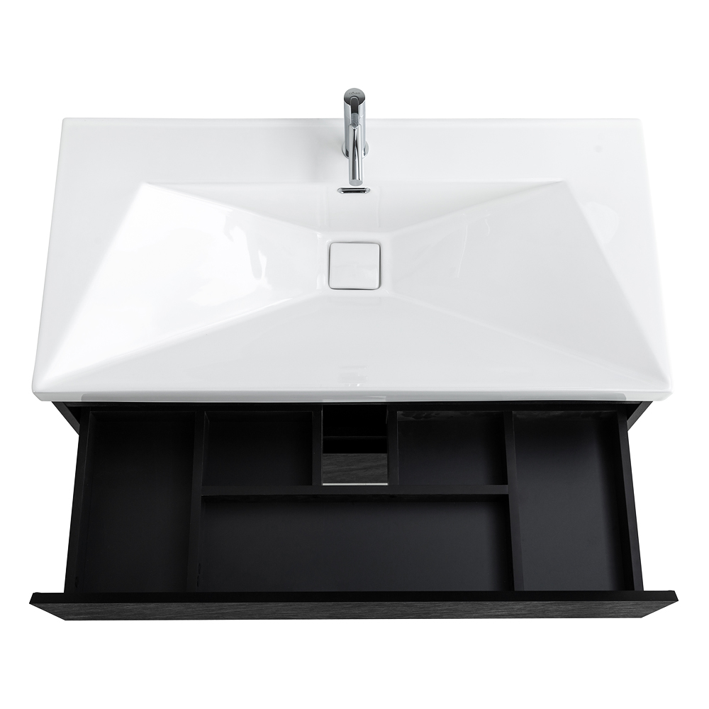 Приобрести cezares тумба подвесная с раковиной molveno 100 см nero, черная molveno-100-2c-so-nc