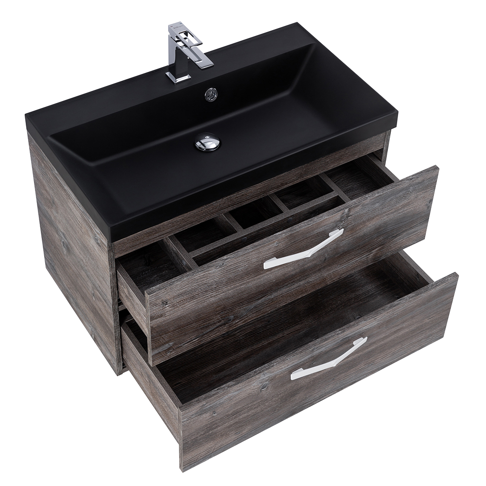 Приобрести belbagno тумба с раковиной aurora 80 см, подвесная pino pasadena, чёрная раковина