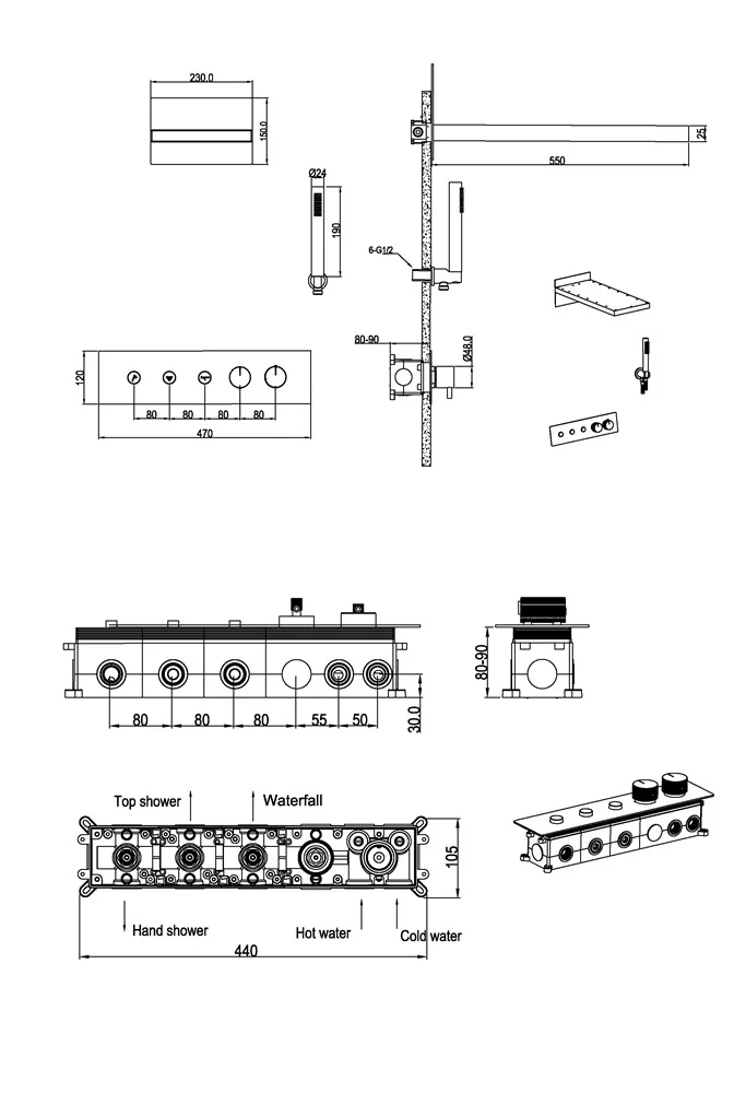 Приобрести boheme душевая система fusion с термостатом, встраиваемая, белая матовая 131-mw
