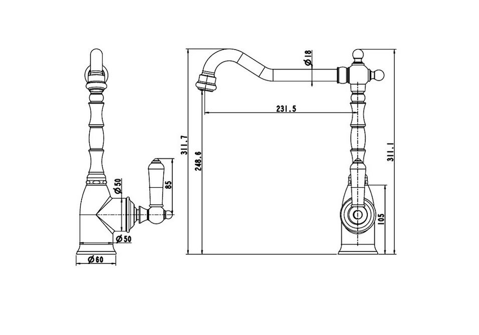 Приобрести смеситель для кухни bravat art f775109u, бронза