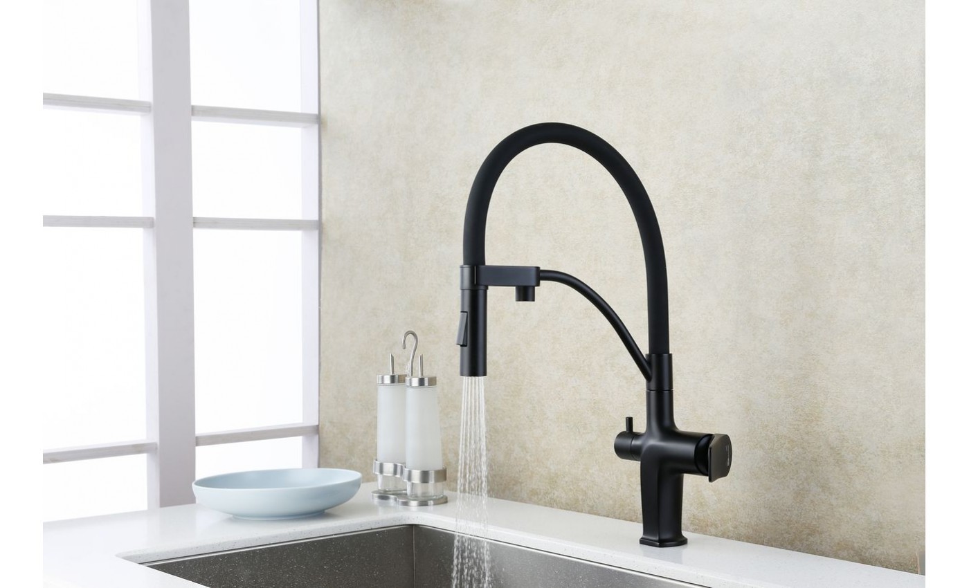 Приобрести lemark смеситель для кухни bronx с подключением к фильтру, черный lm3761bl