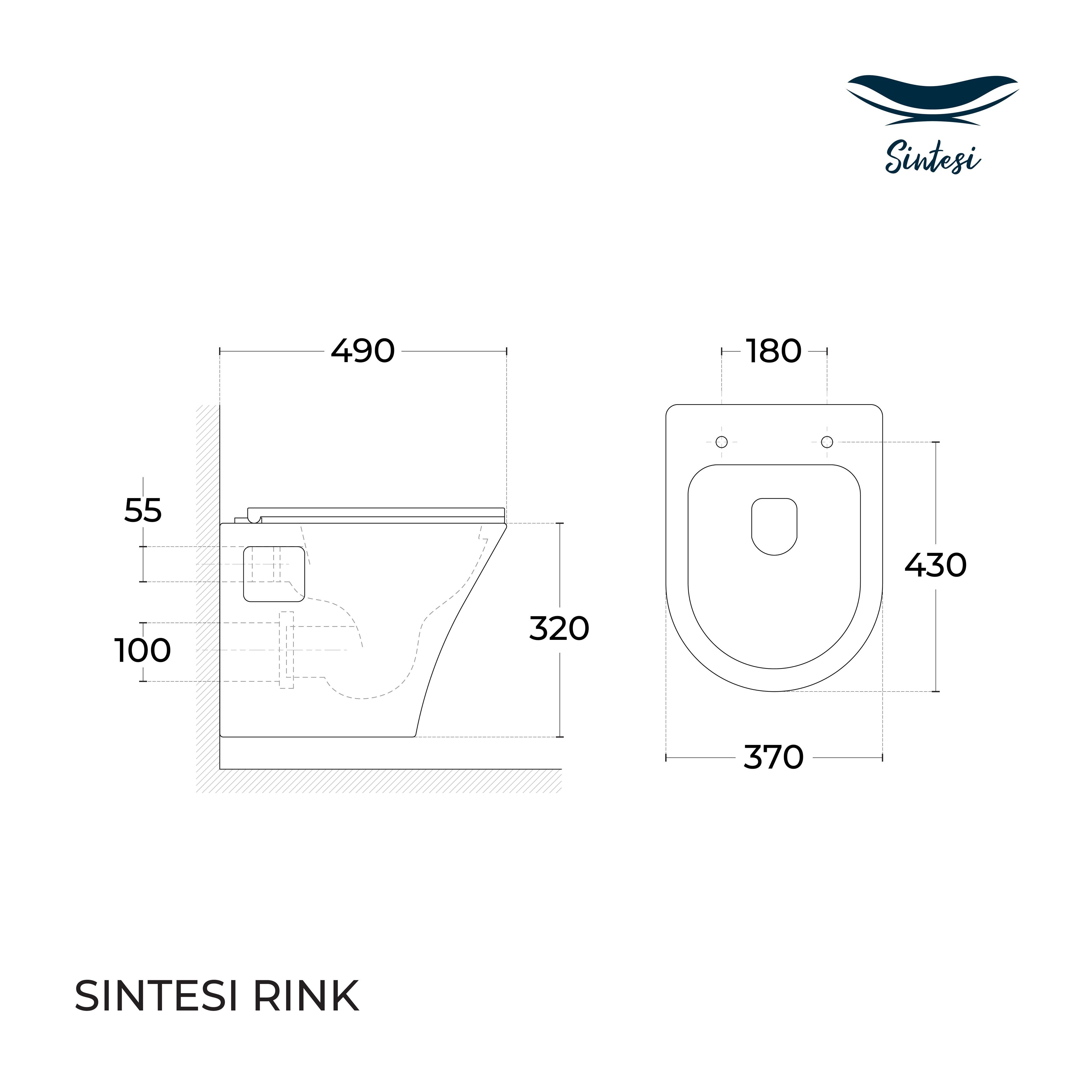 Приобрести sintesi подвесной безободковый унитаз rink с крышкой-сиденьем дюрапласт, микролифт