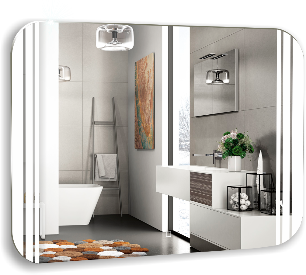 Приобрести azario зеркало force 91,5х68,5 см, белый, сенсорный выключатель, часы led-00002524