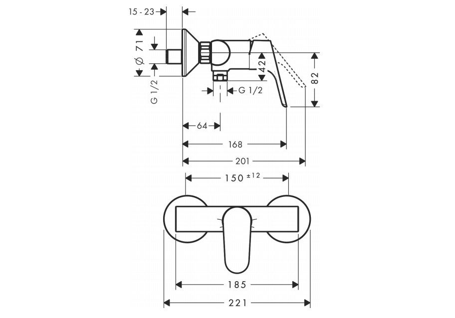 Приобрести 31960000 focus смеситель для душа, однорычажный, вм, ½’