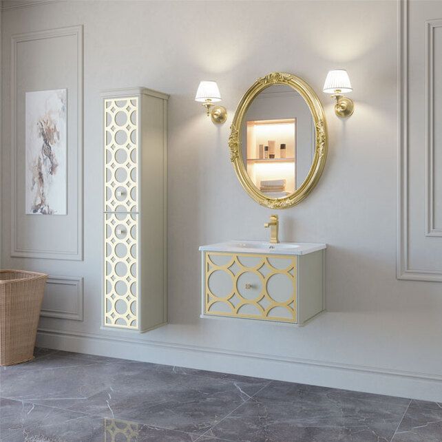 Приобрести caprigo тумба с раковиной caprice 60 см, белая/золото, эмаль